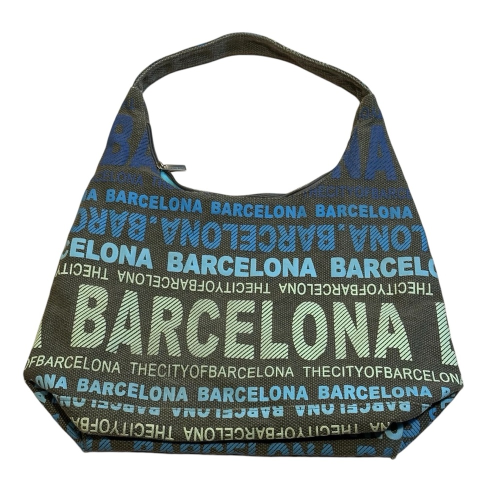 Robin Ruth Barcelona 100% canvas shoulder bag blue gray city souvenir beach